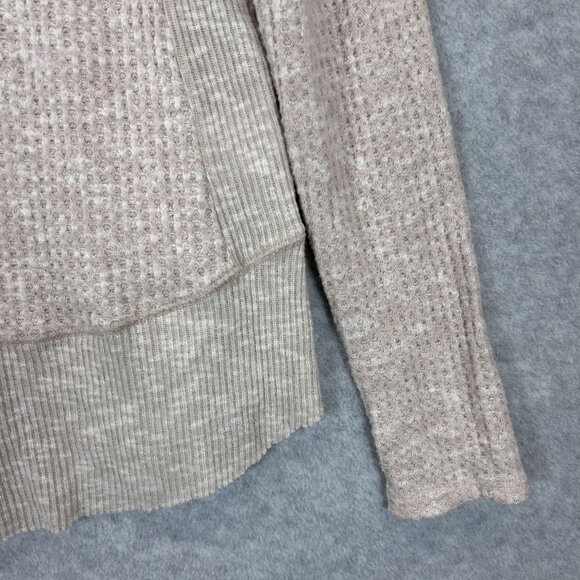 Eri + Ali Anthropologie Womens Small Beige Top Waffle Knit Long Sleeve Thermal - Picture 12 of 12
